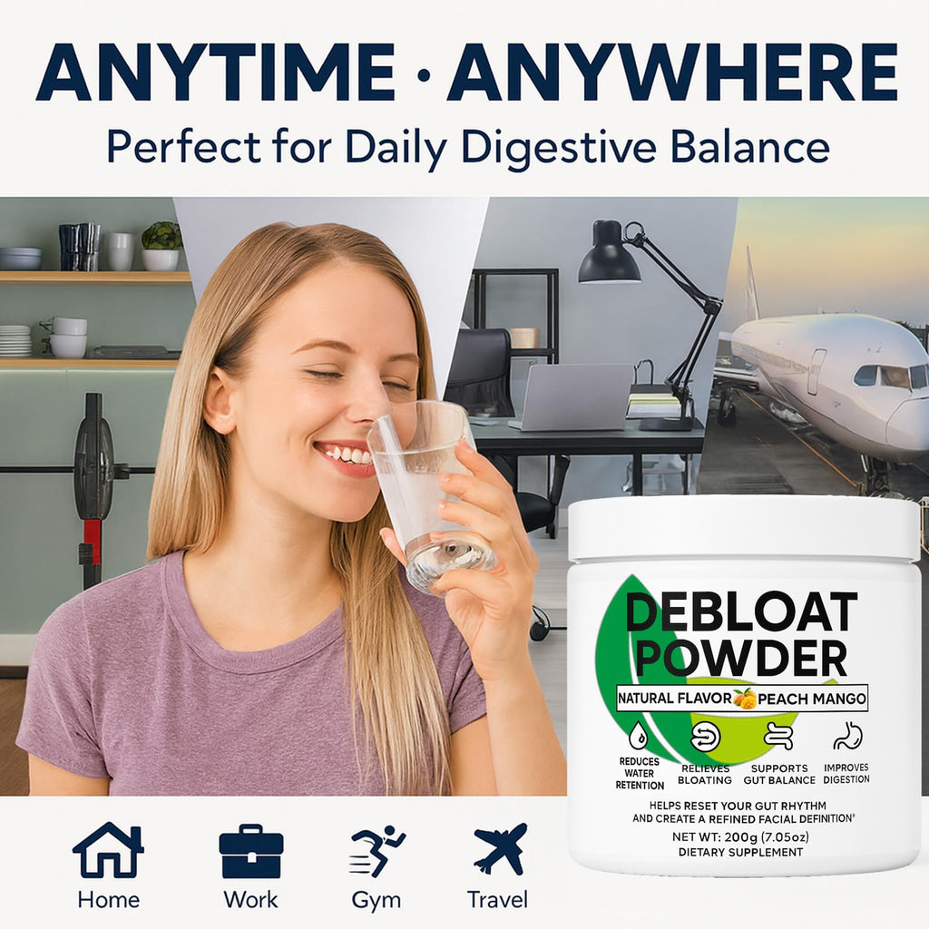Debloat Powder for Supports Digestive Comfort & Bloating Relief, Digestive Enzymes for Women & Men, Rich in Vitamin C, Dandelion Root, Horsetail Extract, Non GMO, Peach Mango, 200G / 7.05OZ