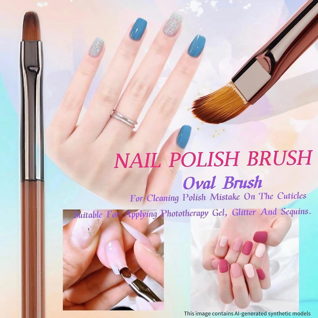8Pcs Nail Art Brushes Set, 5 Art Liners & 3 Multi Shape Gel Builder Brushes | Liners with 7/9/11/15/25mm bristles for fine lining, gel coating & nail shaping, ideal for salon and DIY nail art