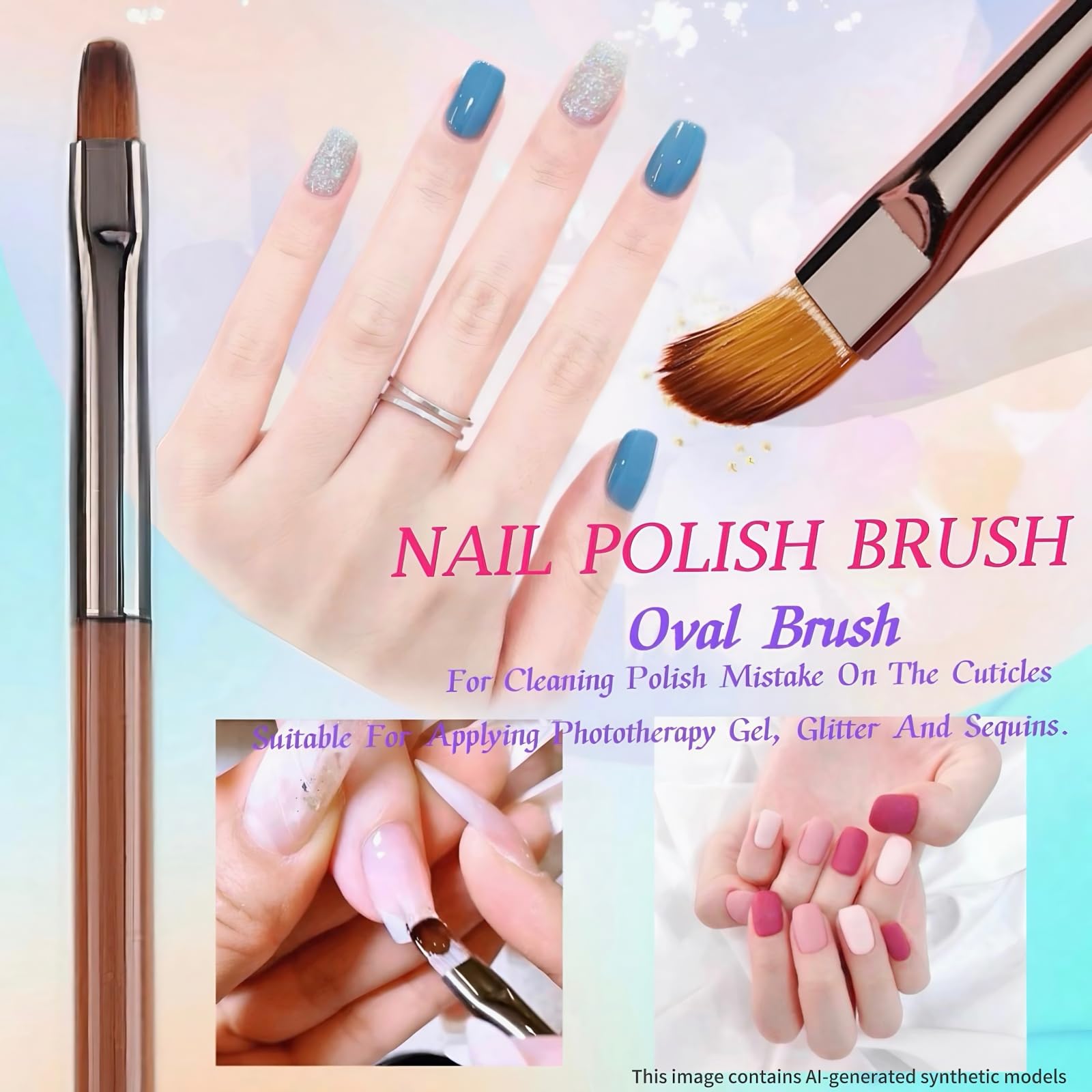 8Pcs Nail Art Brushes Set, 5 Art Liners & 3 Multi Shape Gel Builder Brushes | Liners with 7/9/11/15/25mm bristles for fine lining, gel coating & nail shaping, ideal for salon and DIY nail art