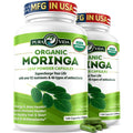 PURA VIDA MORINGA Organic Moringa Capsules Single Origin Moringa Powder Organic. Pure Moringa Leaf. Energy, Metabolism, & Immune Support. 120ct. 500mg Caps (Pack of 2)