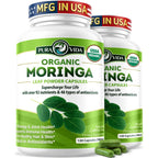 PURA VIDA MORINGA Organic Moringa Capsules Single Origin Moringa Powder Organic. Pure Moringa Leaf. Energy, Metabolism, & Immune Support. 120ct. 500mg Caps (Pack of 2)