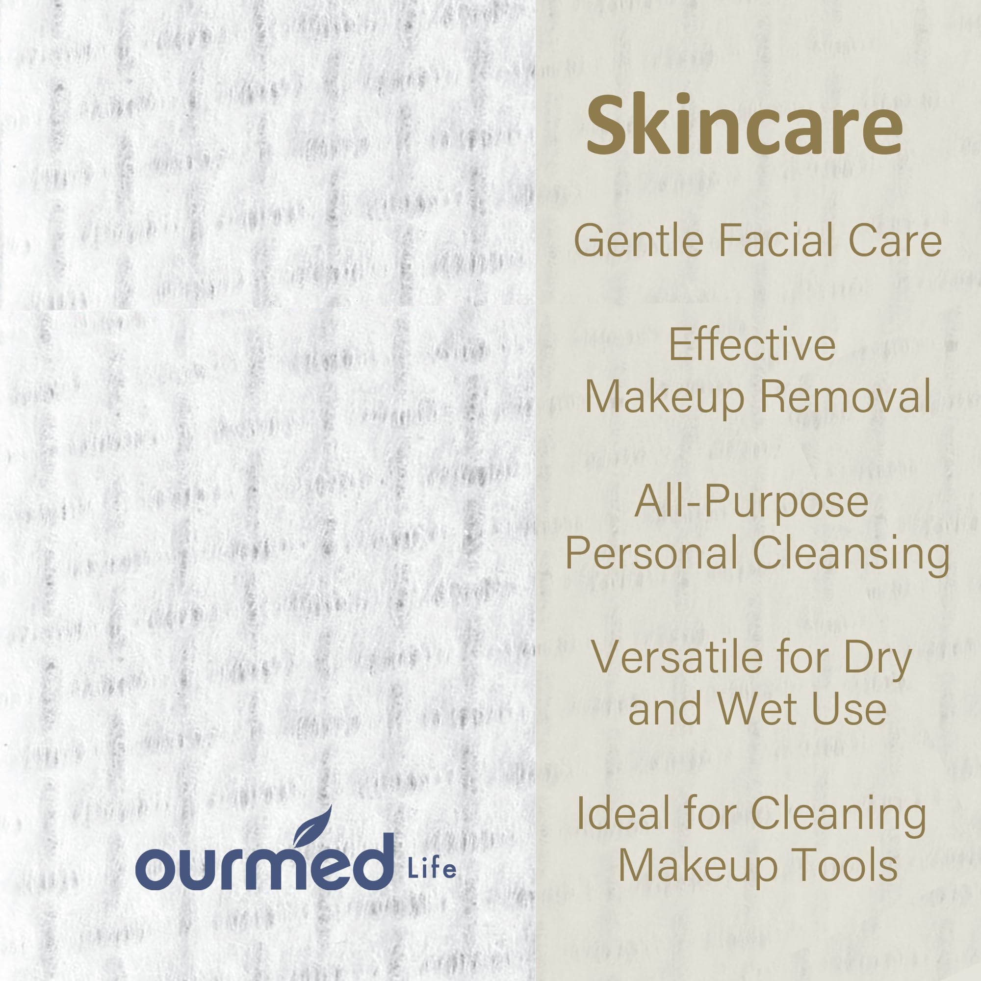 Buy now Ourmed Life Face Towels, Disposable Biodegradable Facial Towels for Sensitive Skin, Lint- free Face Wipes for Washing Face, Skincare and Makeup Remover, Dry Wipes, 10"×12" Extra Large, 50 Count at indiglob india
