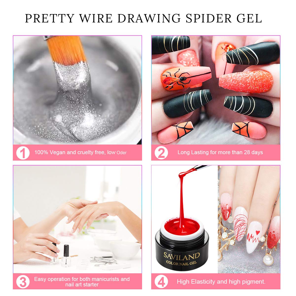 SAVILAND One-Step Gel Nail Polish Pens, premium imported, ideal for lasting manicures; cruelty-free, vibrant colors.