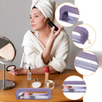 Premium imported Psyqtsuary small clear makeup bag, features elegant purple design, ideal for organizing beauty essentials.