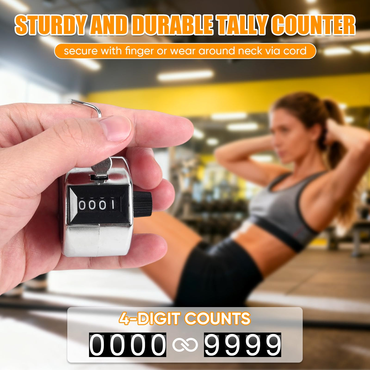 Metal Handheld Tally Counter, Clicker Counter with 4 Digit Display