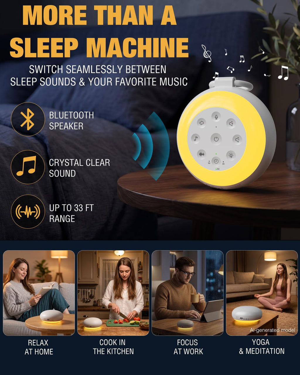 MEGATEK Portable Sound Machine, White Noise Machine for Sleeping