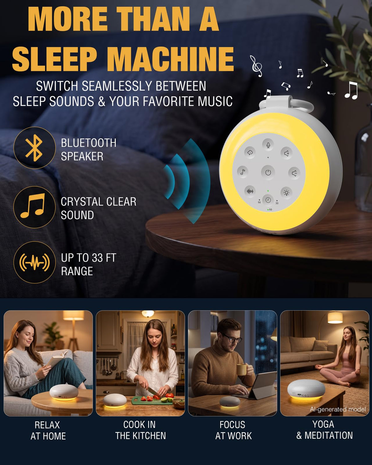 MEGATEK Portable Sound Machine, White Noise Machine for Sleeping