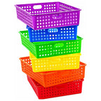 4E's Novelty 6 Pcs Colorful Plastic Classroom Storage Bins 13.75" X 10.25" for Organizing A4 Papers Trays, Turn In Containers Kids School Teachers Classroom Organization & Storage Supplies