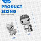 Two Funko figures: a Snapsie dog and a Pop! character; both displayed with sizing details for reference.