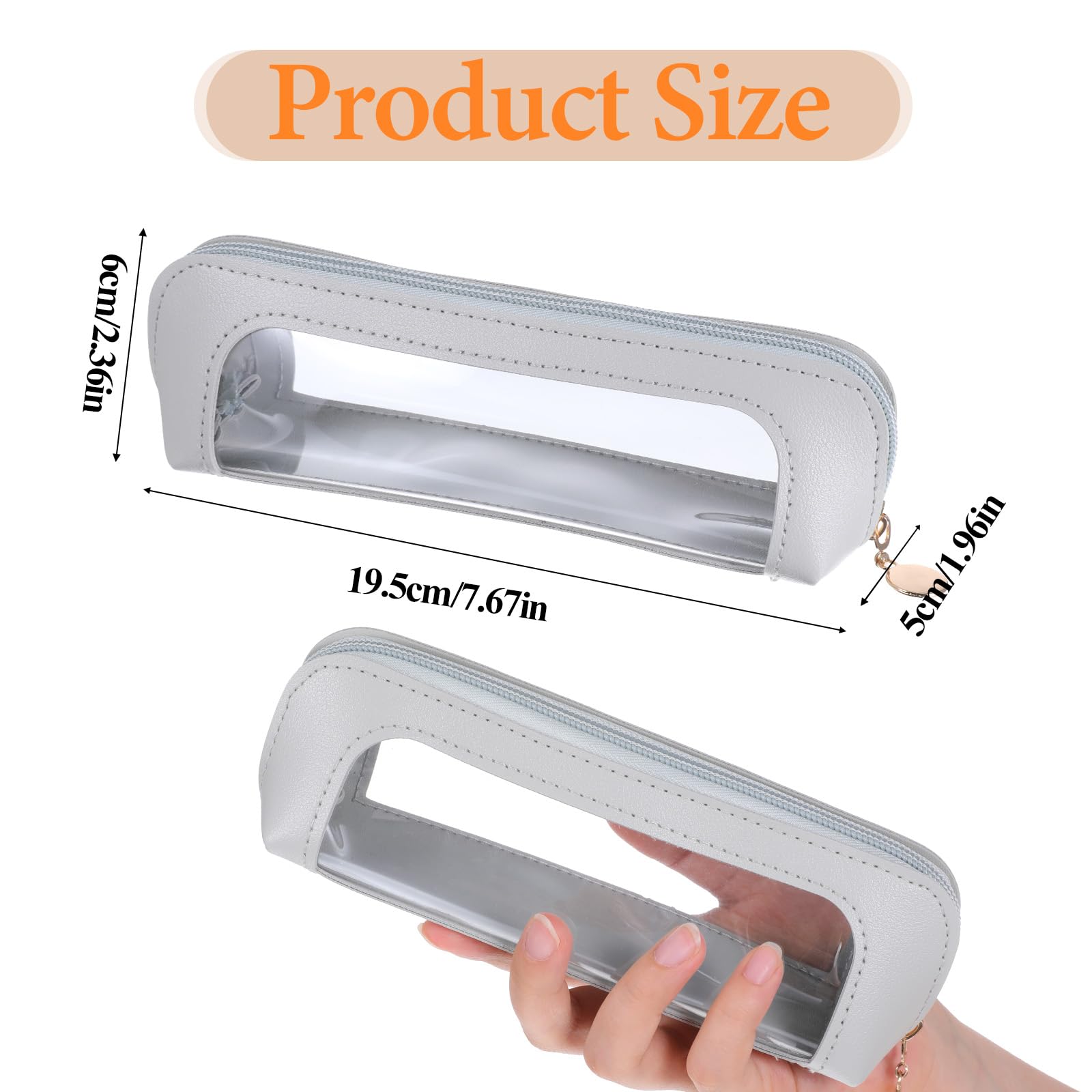 Stylish small clear makeup bag made of PU leather. Perfect for cosmetics organization with a transparent design for easy visibility.