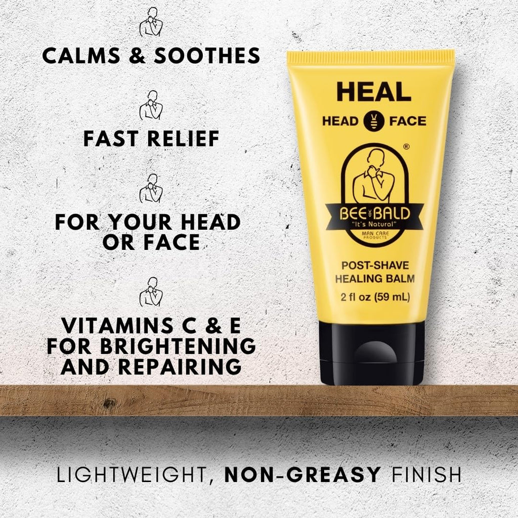 Bee Bald HEAL Aftershave for Men, Calm & Soothes, After Shave Balm, 2 fl oz | Immediately Calms & Soothes Irritated Skin. Treats Razor Burn, Redness, Bumps on Head or Face. Perfect For Sensitive Skin.