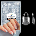 Luckyfairy Extra Short Square Fake Nails, Soft Gel Pre-Shaped Acrylic XS Short Square Nail Tips, Half Matte Full Cover Clear Press on Flase Nail Tips for Nail Extension Home DIY 240pcs/12 Sizes