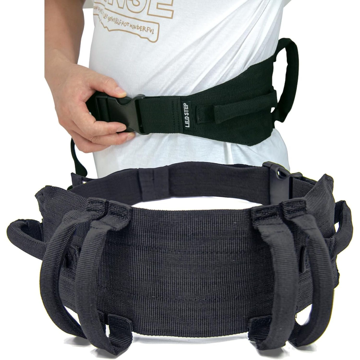 Buy now Gait Belt Walking Transfer Belt with 6 Plastic Padded Caregiver Handles and Quick Release Buckle for Patient,Elderly Physical Therapy (Black) black at indiglob india
