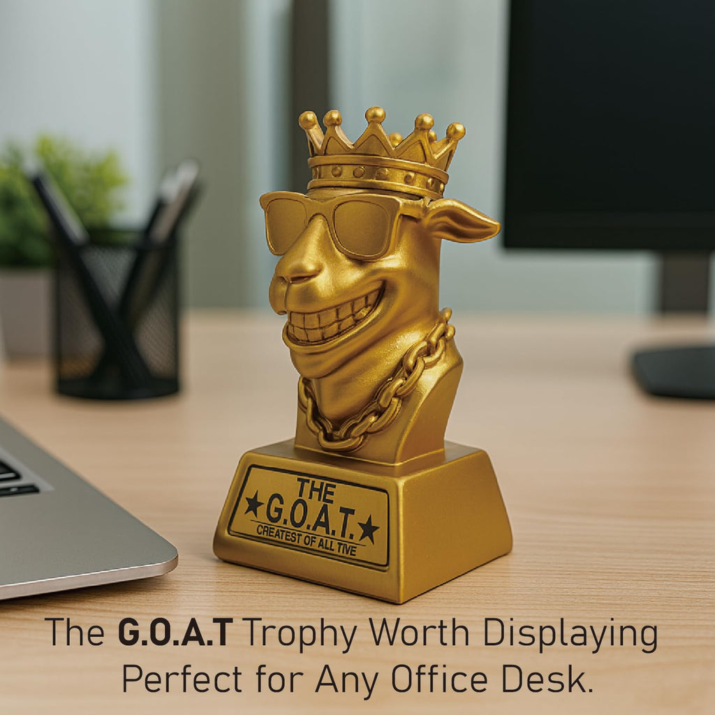 Goat Trophy Winner Award – 7 Inch Funny Greatest of All Time Trophy for Fantasy Football Champion, Office MVP, Employee Recognition, Retirement Gift for Men, Boss, Coworker & Friends