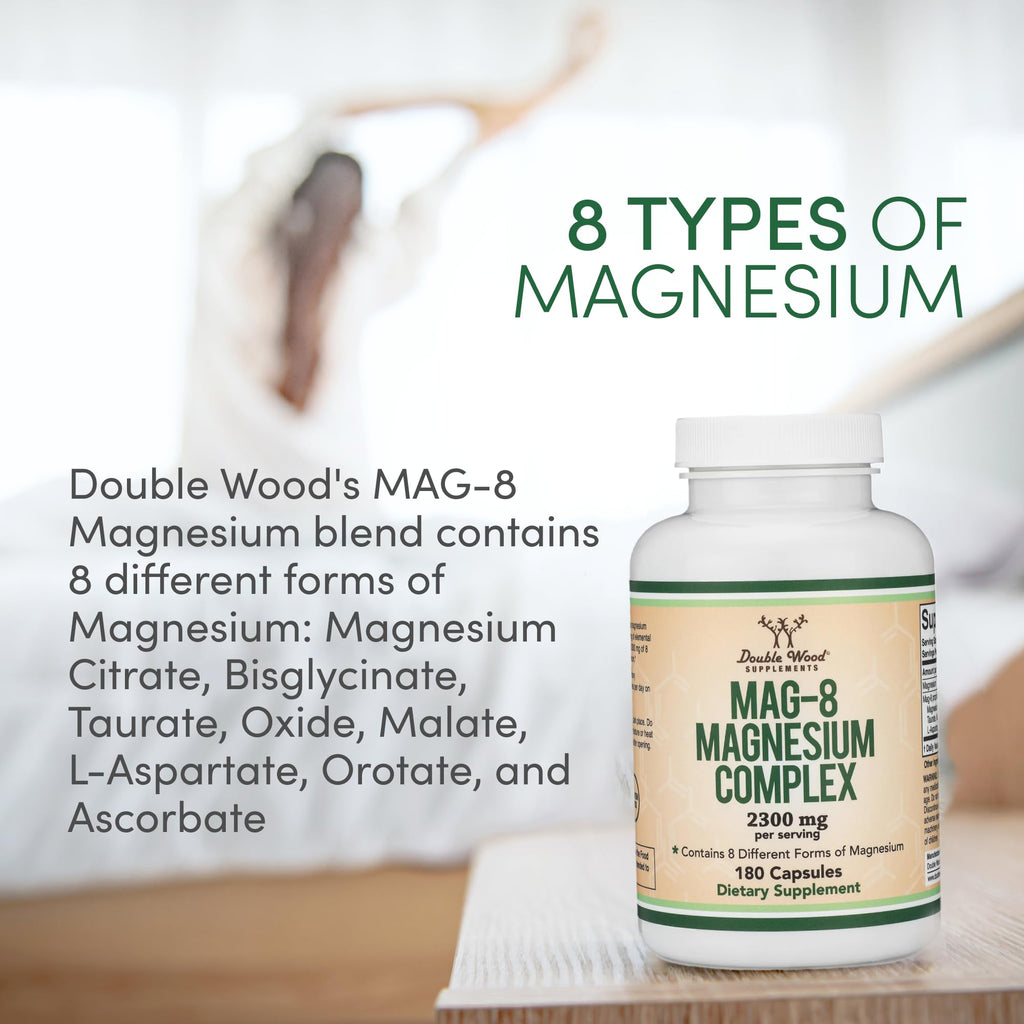 Magnesium Complex, 8 Forms, 426mg, Sleep, Muscle + Calm, 60 Servings | Sleep, Muscle + Calm Supplement, 8 Chelated Forms incl Bisglycinate + Taurate, True 100% DV, Take 3 Caps PM, Vegetarian