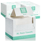 Borje Face Towels XXL, Thick Disposable Face Towel 10" x 12", 300 Count (6 Packs of 50), 100% USDA Biobased Facial Towelettes, Ultra Soft Makeup Remover Dry Wipes for Women Cleansing