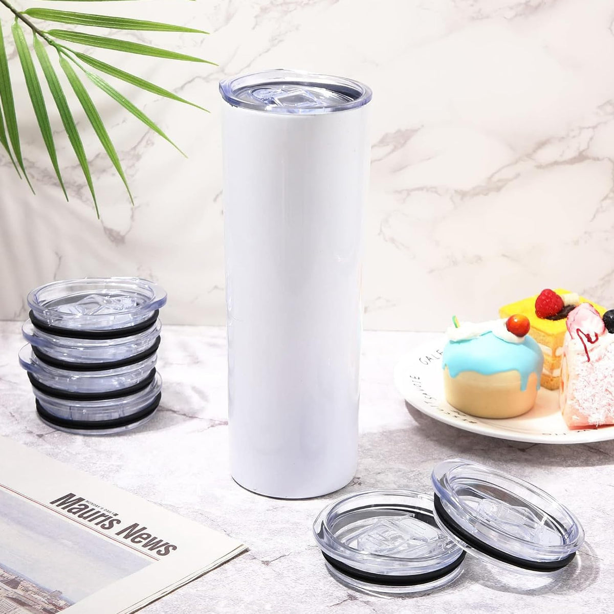 2 Pcs 20 Oz Skinny Tumbler Lid Replacement, Spill Proof, Plastic
