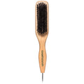 GranNaturals Smoothing & Styling Middle Part Boar Bristle Slick Back Hair Brush w/ Narrow Metal Rat Tail End for Sectioning and Parting Sleek Ponytail Bun - Teasing, Backcombing, Edge Control