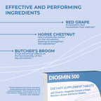 Dulac - Diosmin 500, Dietary Supplement for Leg Circulation, 80 Tablets | With Diosmin Hesperidin, Horse Chestnut, Butcher’s Broom and Red Grape Extract, Made in Italy