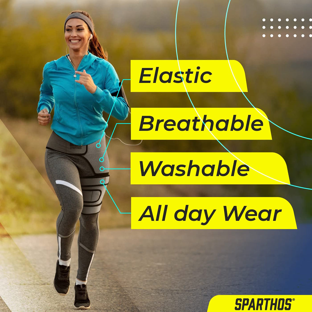 Buy now Sparthos Hip Brace - Sciatic Nerve Support Belt - Sciatica, SI Joint, Hamstring Pain Relief - Orthopedic Thigh Groin Compression Wrap - Flexor Strain Arthritis Siatic - For Men & Women (Right Leg) at indiglob india