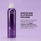 RUSK Deepshine PlatinumX Mousse, Lightweight, Alcohol-Free, for Platinum, Blonde, Gray, and Silver Hair, Enhances Body and Volume While Restoring Haircolor, 8.8 oz