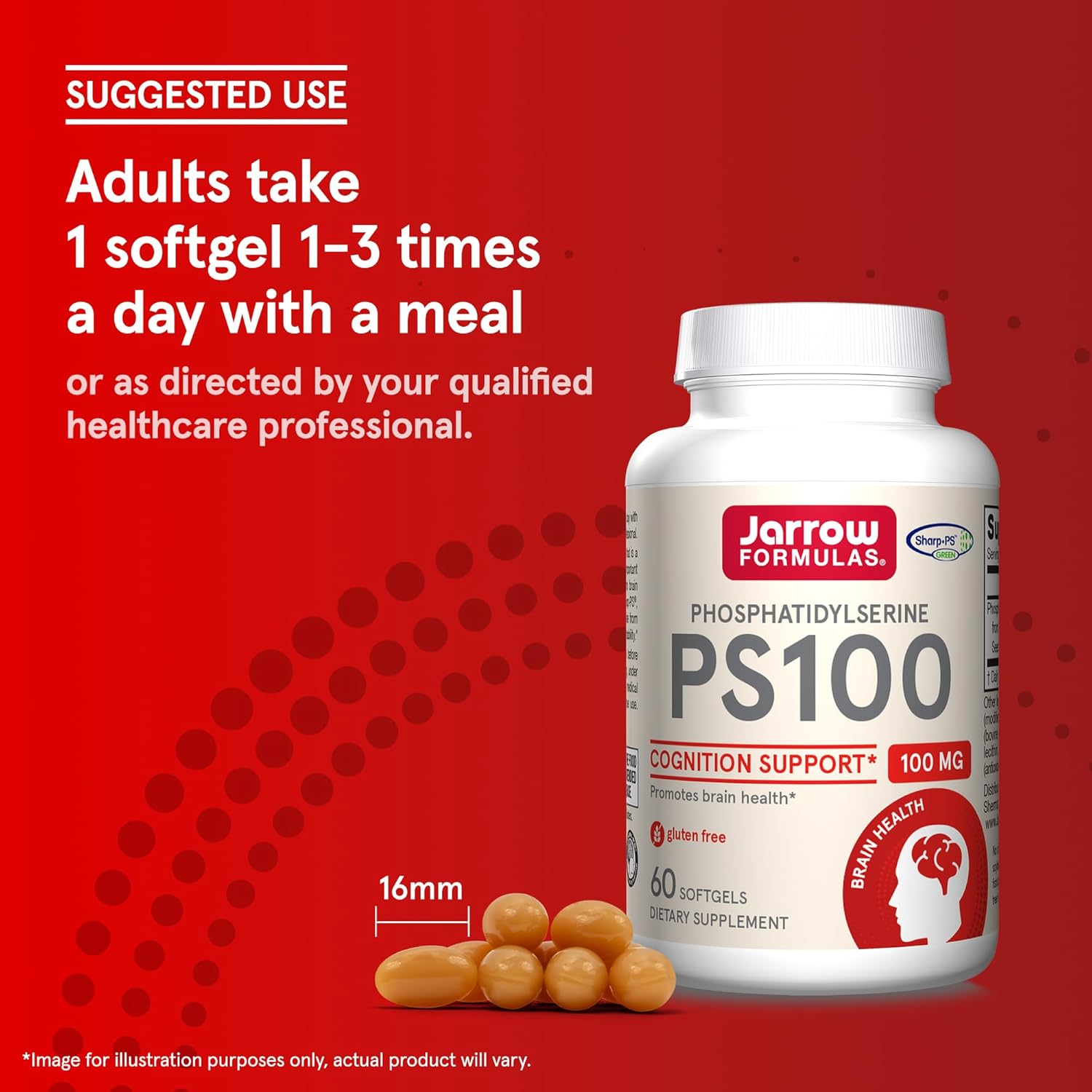 Buy now Jarrow Formulas PS100 Phosphatidylserine 100 mg, Dietary Supplement for Brain Health and Cognition Support, 60 Softgels, 20-60 Day Supply at indiglob india
