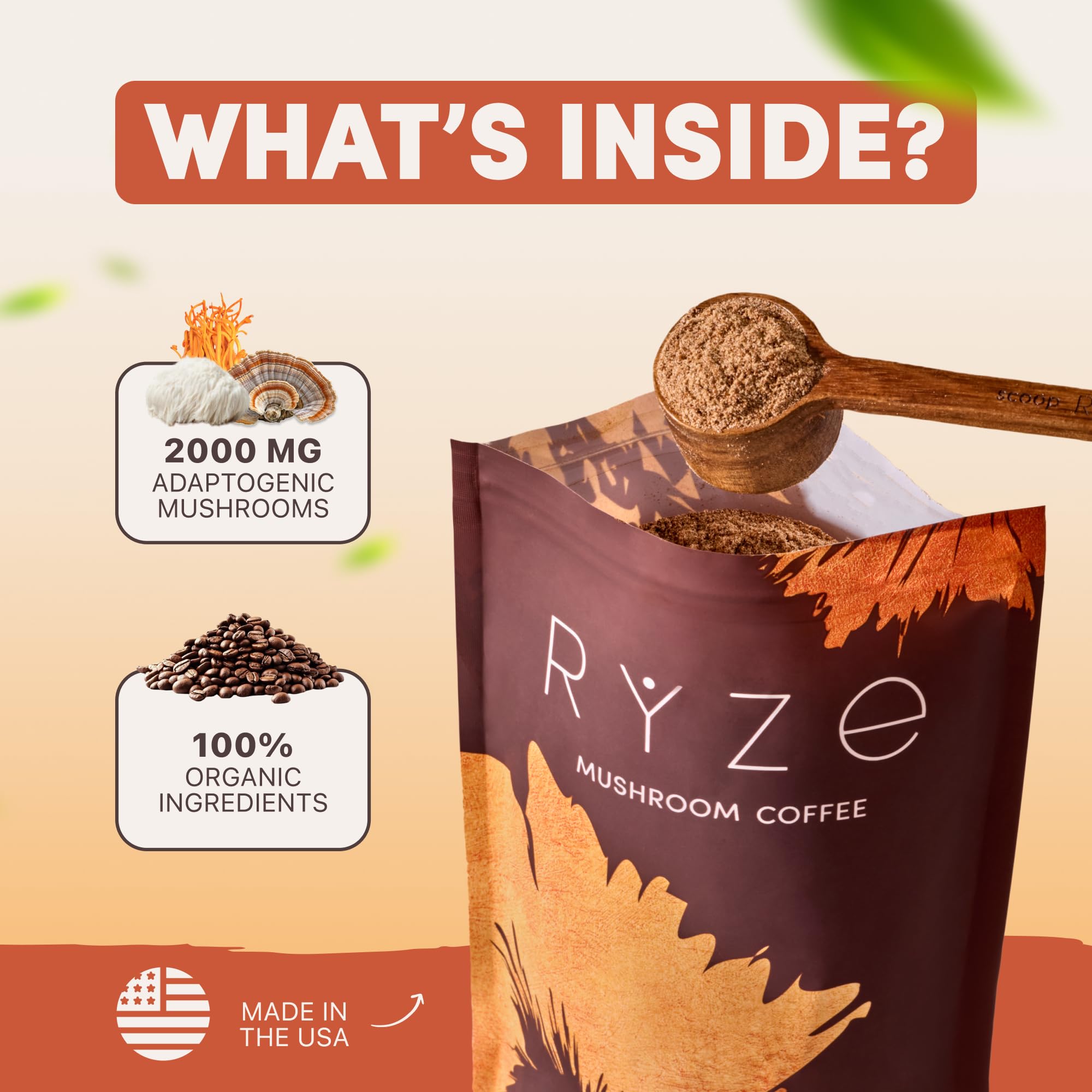 Buy now RYZE SUPERFOODS Mushroom Coffee, 30 servings at indiglob india