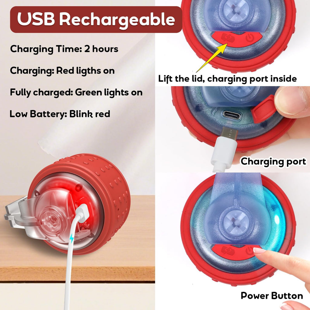 Dog Toys Interactive Rolling Ball with Rope, Motion-Activated