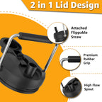 Jmoe USA Improved Jug Lid for Yeti Half Gallon and One Gallon Rambler Jugs | 2 in 1 Replacement Lid | Large Chug Spout and Leakproof Flip Straw | BPA Free Plastic | Includes 4 Straws