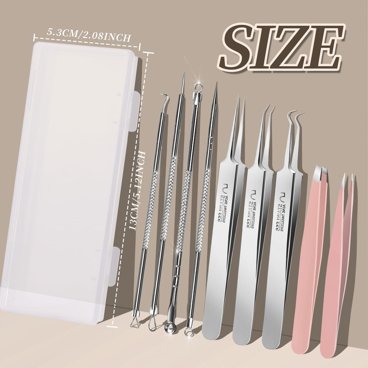 Teenitor 9 Pcs Professional Blackhead Tweezers and Pimple Popper Tool Kit, Stainless Steel Blackhead Remover Tools