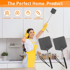 HDAJY Telescopic Fly Swatters 2 Pack, Premium Plastic Flyswatter, Fly Swatter Heavy Duty for Indoor, Outdoor, Classroom, Stainless Steel Handle（Black）