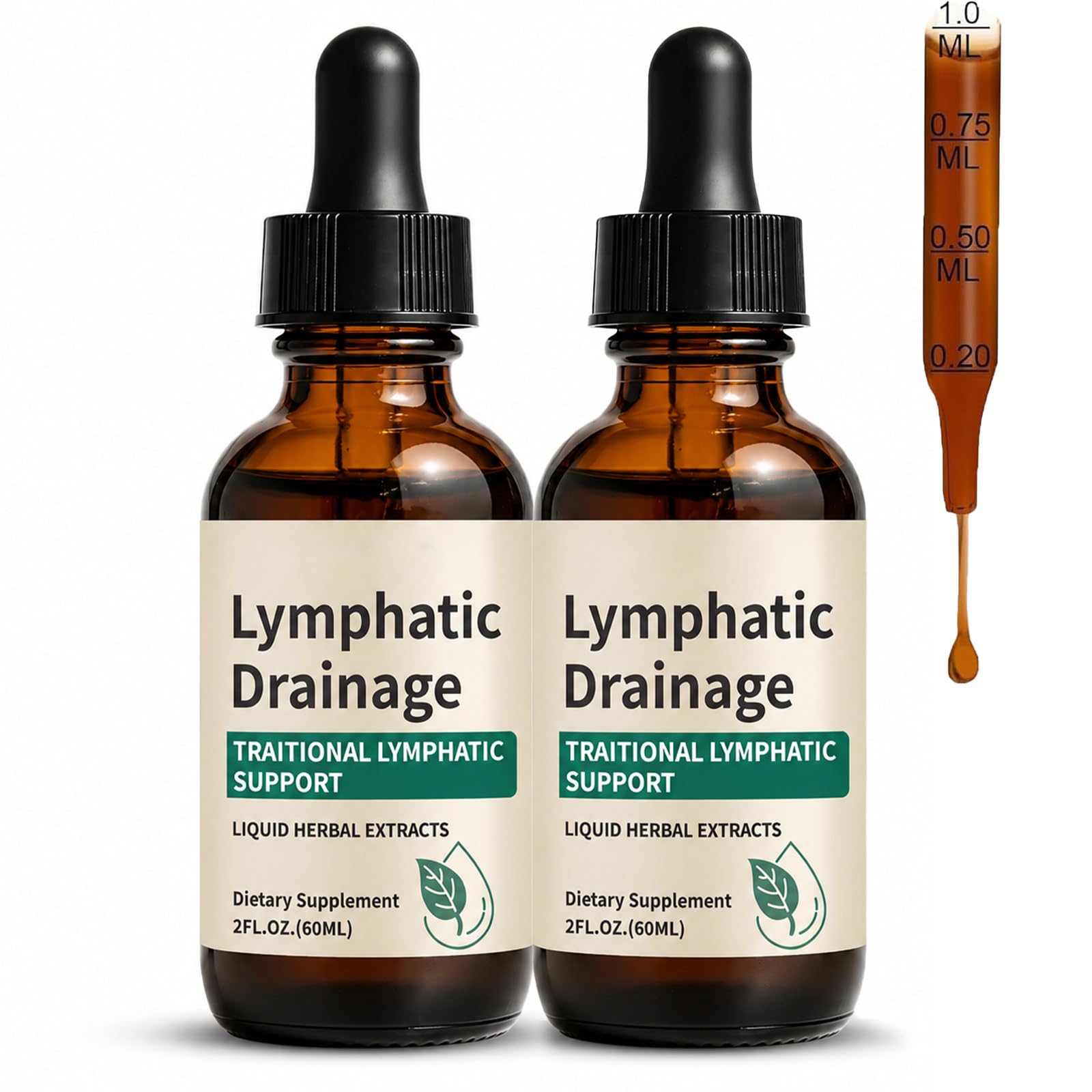 Lymphatic Drainage Drops, Fluid Retention – Alcohol-Free, Vegan | with Elderberry & Echinacea Dandelion，– Supports Lymphatic Drainage, Immune System & Detox 2 fl oz (1pcs)