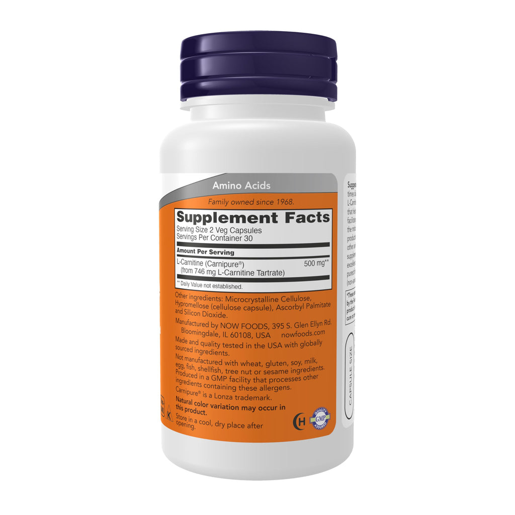 Buy now NOW Supplements, L-Carnitine 250 mg, Purest Form, Amino Acid, Fitness Support*, 60 Veg Capsules at indiglob india