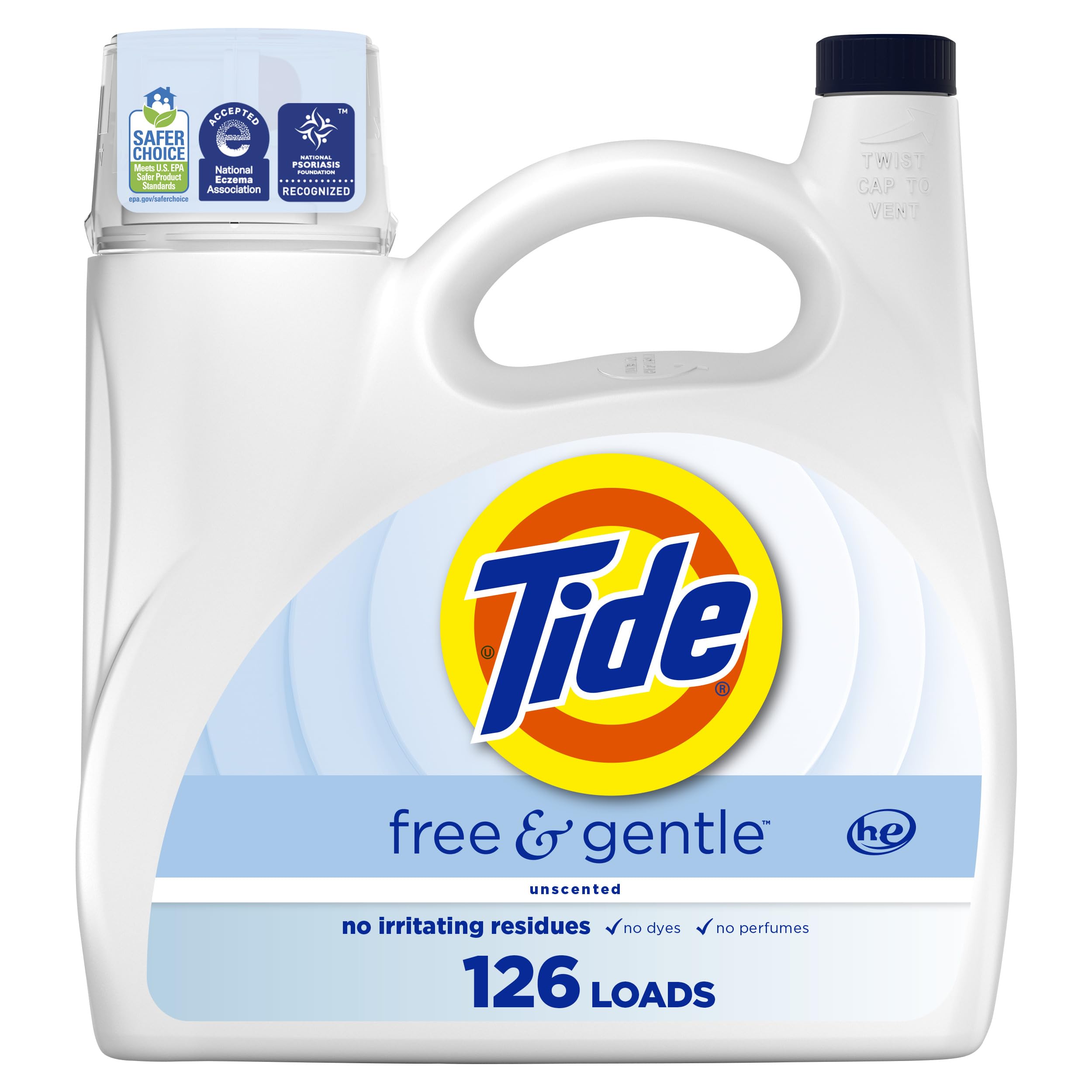 Buy now Tide Free & Gentle Liquid Laundry Detergent, Unscented, 1.47 L (32 Loads) at indiglob india