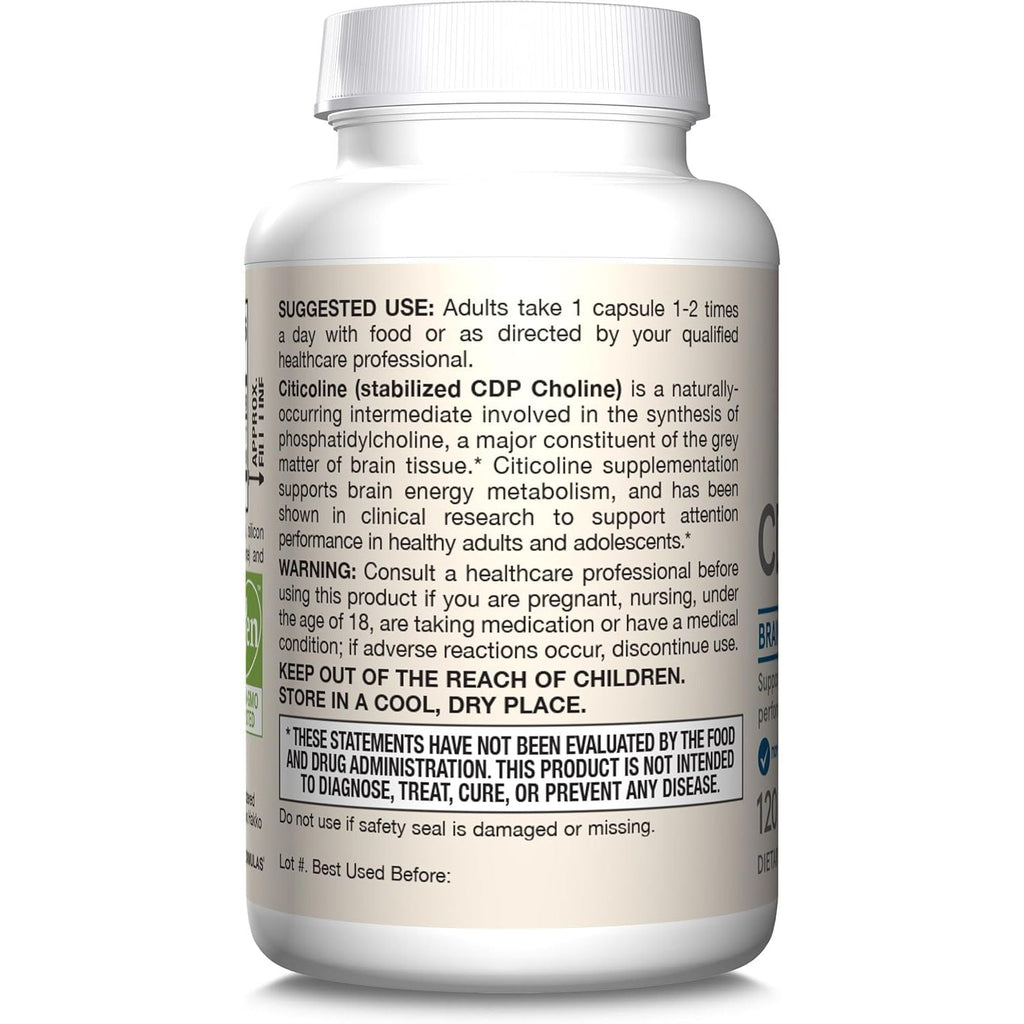 Buy now Jarrow Formulas Citicoline CDP Choline 250 MG, CDP Choline Supplement Supports Brain Health, Performance and Memory, 120 Capsules, Up to a 120 Day Supply at indiglob india