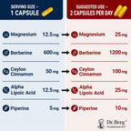 Dr. Berg Berberine 5-in-1 Formula, 60 Capsules – 1200 mg Daily Berberine with Ceylon Cinnamon, ALA, Magnesium Glycinate & BioPerine – Maximum Strength Metabolic & Healthy Blood Sugar Support