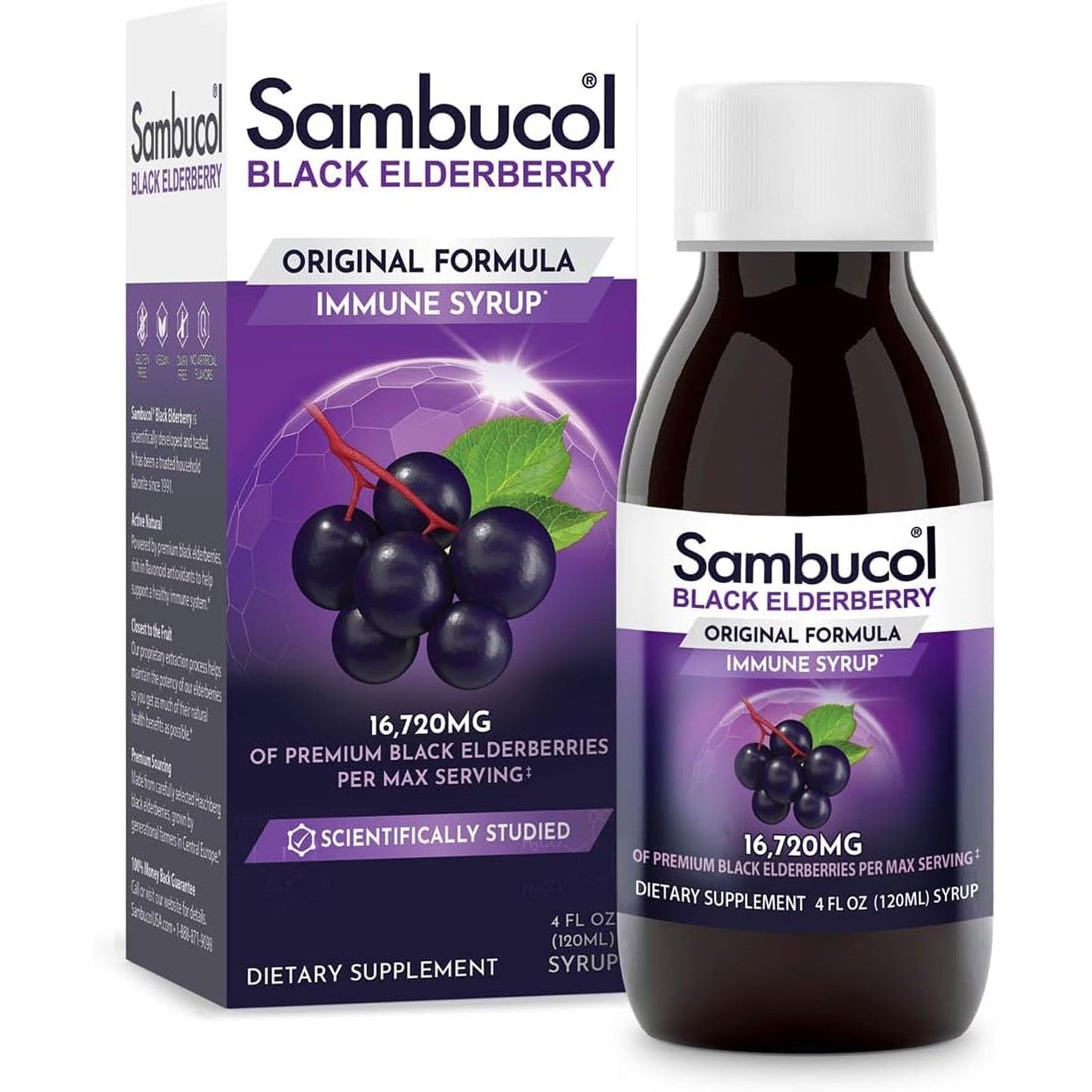 Sambucol Black Elderberry Syrup - Original Formula - 7.8 Fl Oz, 2 Pack | Black Elderberry Liquid, Immune Support for Kids and Adults, High Antioxidants, Gluten Free