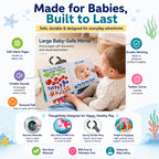 Fish Baby Books Toys, Touch Feel Cloth Crinkle Books for Babies,Baby Infant Toys 0-6, 6-12,12-18 Months,Newborn,Early Learning Education, Baby Gifts Shower for Boys Girls,Teething, Mirror,Shark Ocean