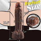 10" Realistic Big Black Dildo, Huge Curved Dildo with Strong Suction Cup