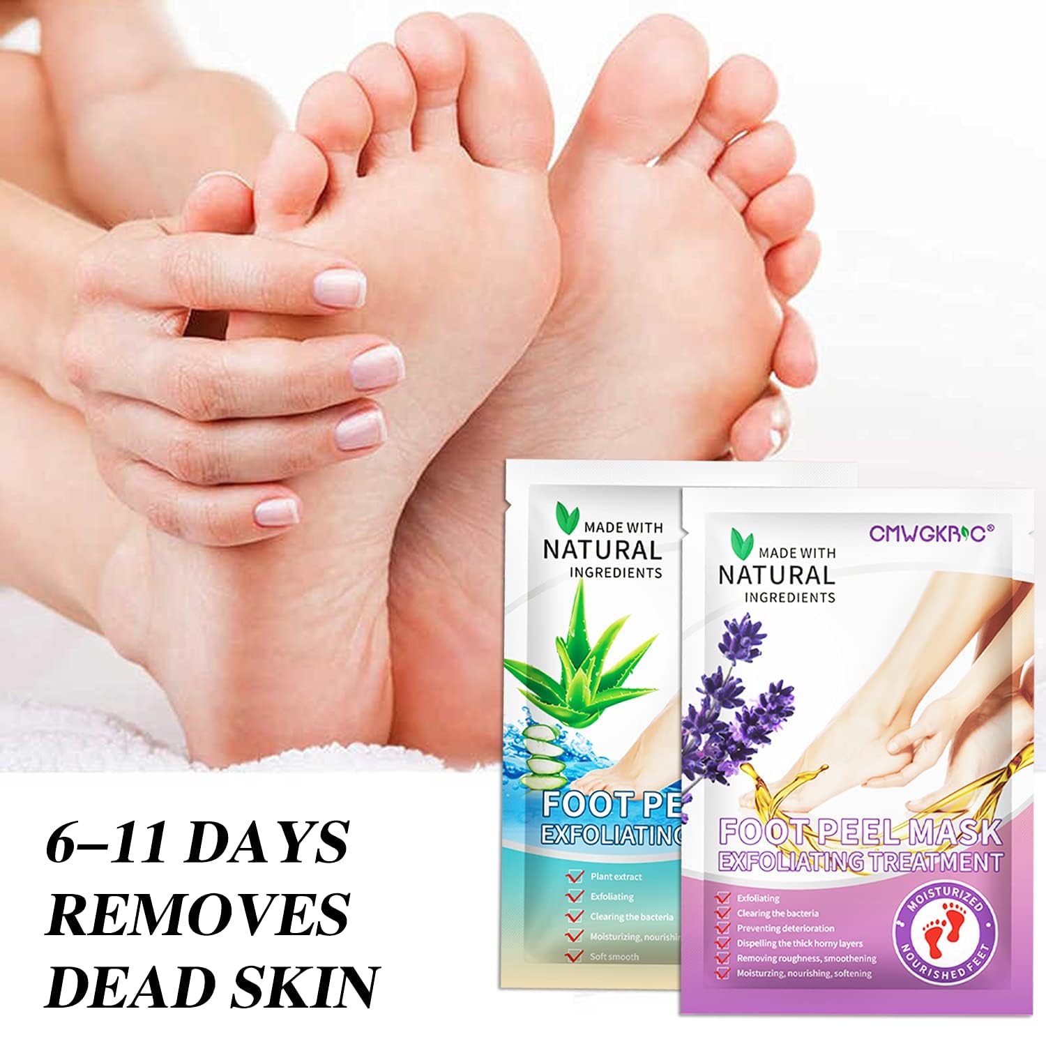 5 Pack Foot Peeling Mask,Exfoliator Peel Off Calluses Dead Skin Callus Remover,Foot Mask for Dry Cracked Feet,Foot Peel Masks for Men and Women,Feet Peeling Mask,Spa Gifts for Women,Self Care Gifts