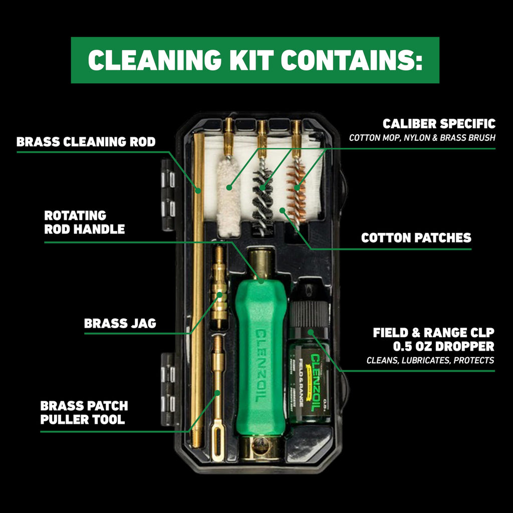 Clenzoil 9mm, .38 & .357 Pistol & Gun Cleaning Kit with Oil & Cleaner