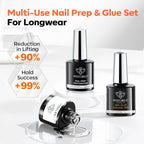 modelones 10-in-One X Nail Gel Glue with Nail Dehydrator Primer Set