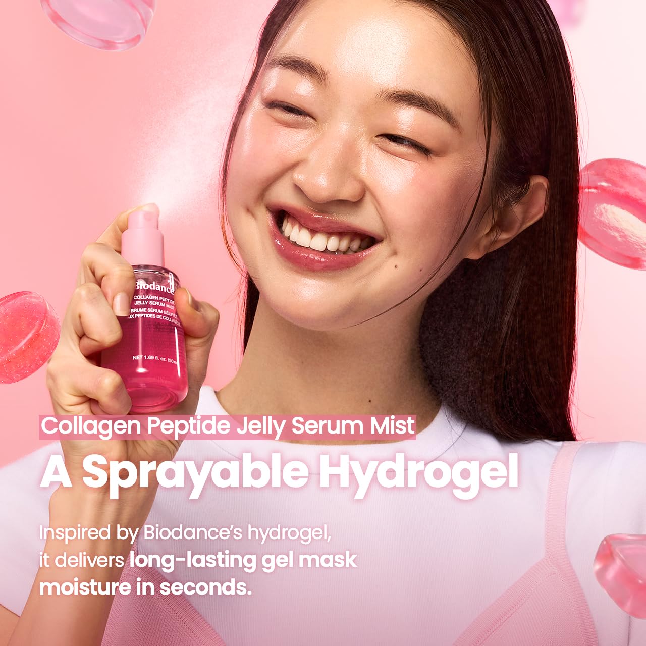 BIODANCE Collagen Peptides Jelly Serum Mist, Hydrating Face Mist, Plumping, Anti-Aging Face Spray, Sprayable Hydrogel, Travel Essentials & Self Care Gifts for Women, Korean Skin Care | 1.69 fl.oz
