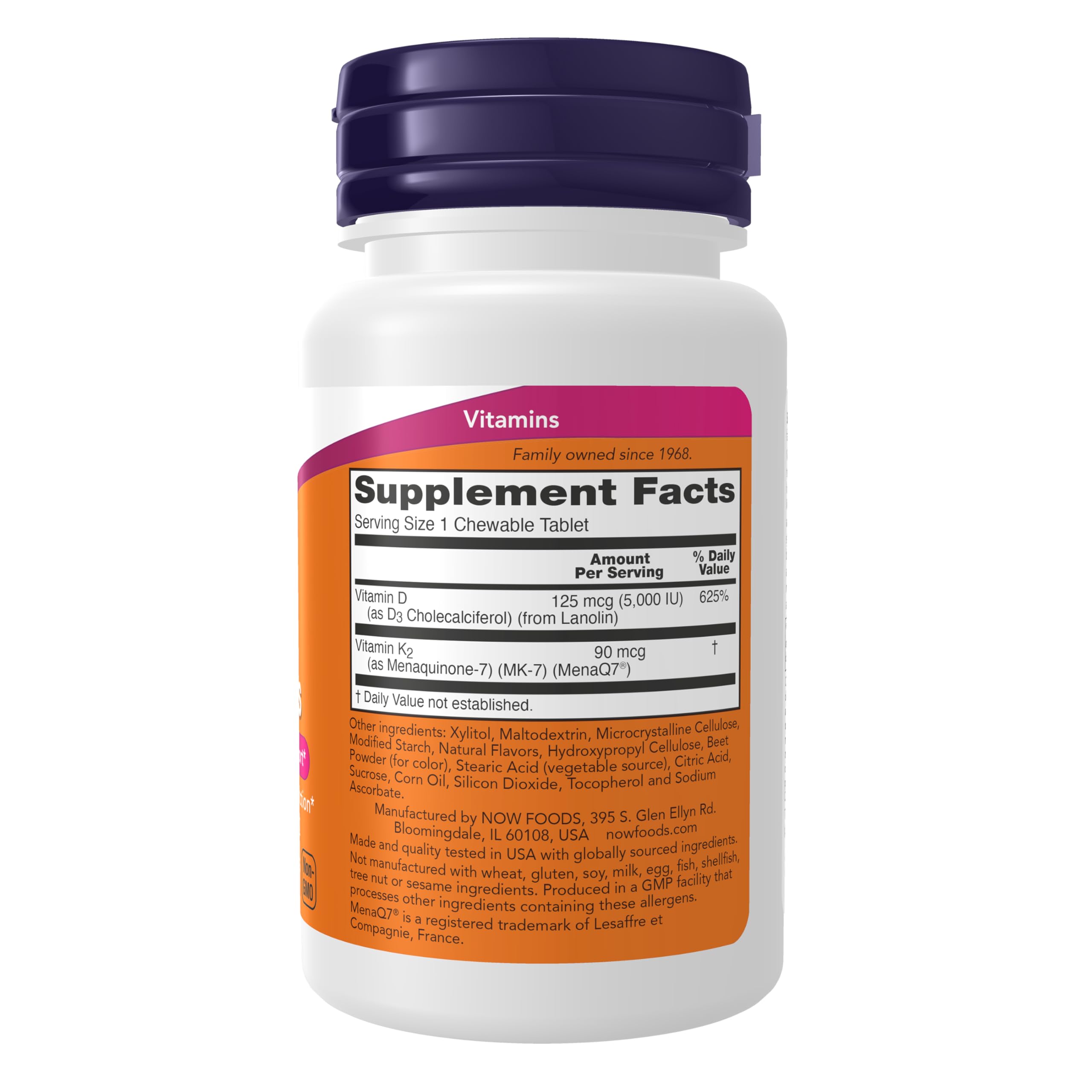Buy now Now Supplements, Vitamin D3 & K2, 5,000 IU/90 mcg, Plus Cardiovascular Support*, Supports Bone Health*, 90 Chewable Tablets at indiglob india