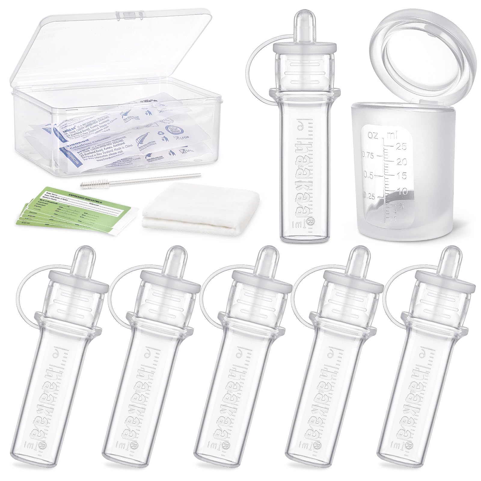 Buy now haakaa Colostrum Collector Kit Breast Milk Collector with Cotton Cloth Wipe and Storage Case, Ready-to-Use, Reusable, 4ml/6pcs at indiglob india