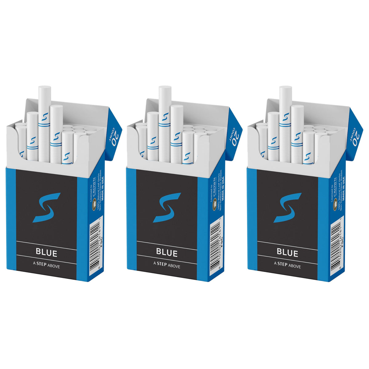 STEP Blue Light Smooth Herbal Cigarettes - (3 Boxes = 60ct)