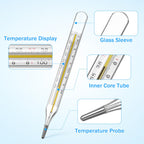2Pc Glass Oral Temperature Adult: Free Clinic Armpit Fast Reading Fever Indicator