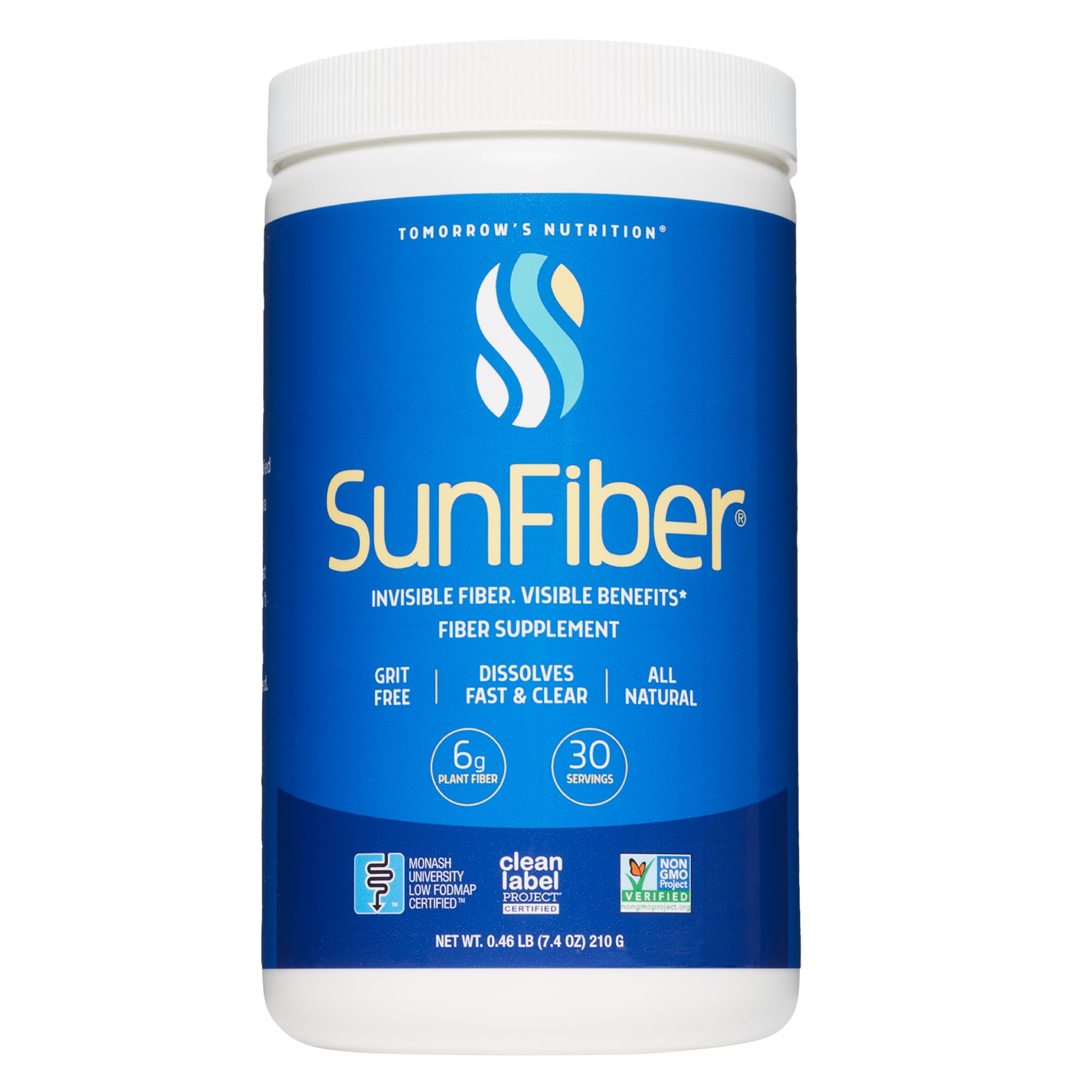 Tomorrow's Nutrition Sunfiber Prebiotic Fiber Supplement, 90 Servings | Supports gut health and digestive comfort, unflavored powder with low FODMAP formula and gluten free ingredients