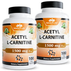 NaturaLife Labs Acetyl L-Carnitine (ALCAR) 1500 mg per Serving – 100 Capsules – Non-GMO, Gluten-Free, Vegan (2 Pack)