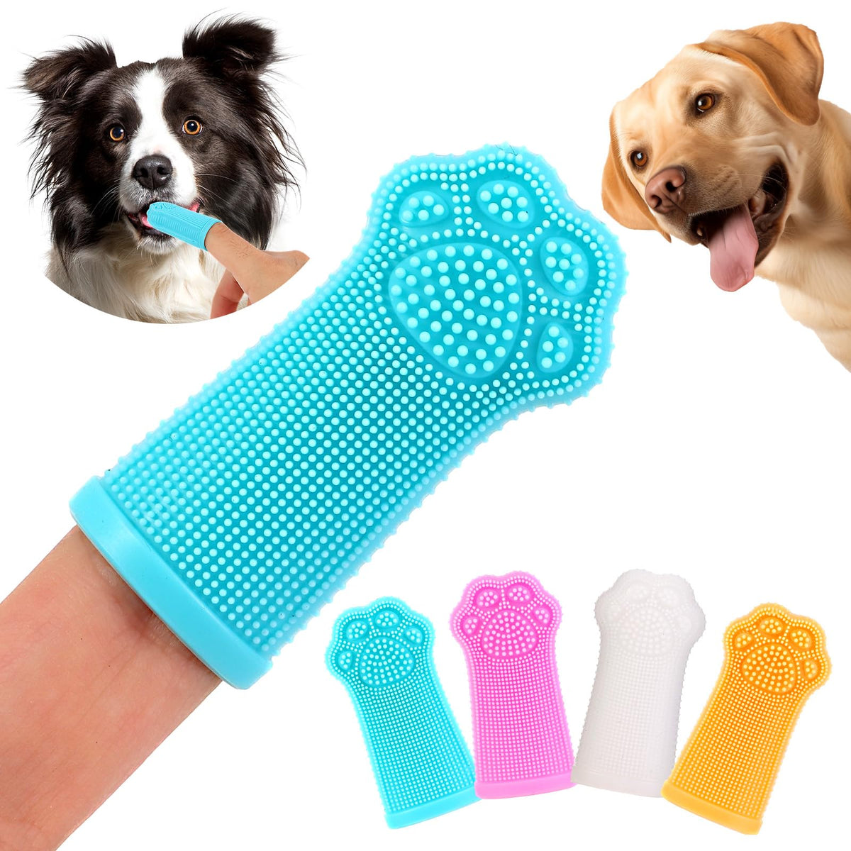 Dog Finger Toothbrush, 4-Pack Finger Toothbrush for Dogs, Upgraded Pet Tooth Brushing Kit, A Fun Dog Teeth Cleaning Tool that Also Doubles as A Gum Massage, Suitable for Medium and Large Dogs.
